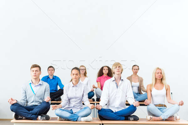 Stok fotoğraf: Grup · gençler · meditasyon · meditasyon · ofis