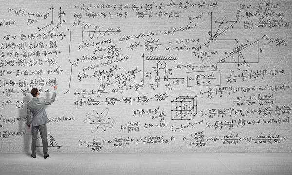 Homem desenhar ciência fórmulas estudante Foto stock © adam121