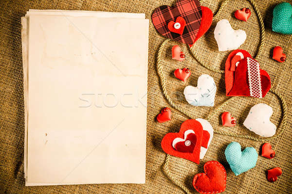Csináld magad képeslap kézzel készített szeretet szívek üres papír Stock fotó © adam121