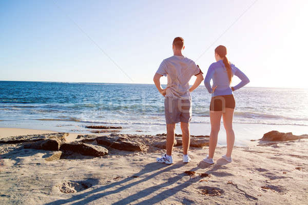 [[stock_photo]]: Matin · courir · jeunes · actif · couple