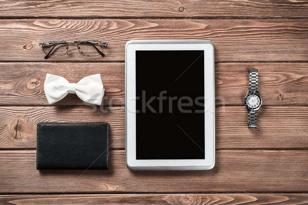 Hipster set on wooden table Stock photo © adam121