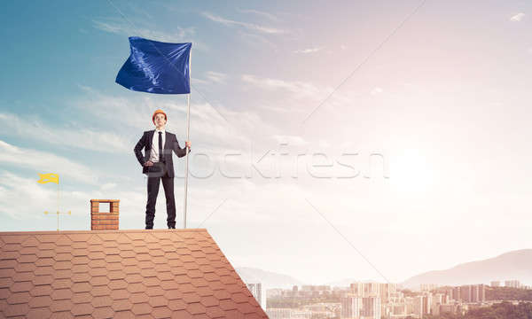 Сток-фото: молодые · бизнесмен · флаг · руководство · Постоянный
