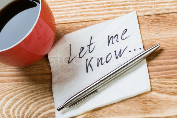 Stock photo: Romantic message written on napkin