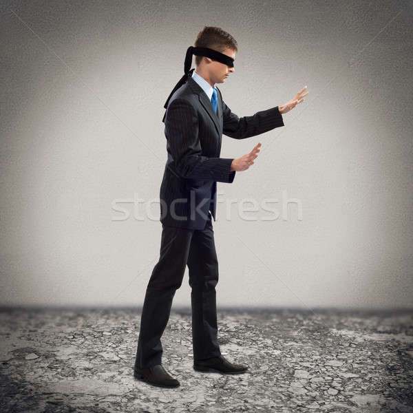 blindfolded man Stock Photo