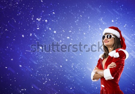 [[stock_photo]]: Noël · bikini · fête · jeunes · souriant · fille