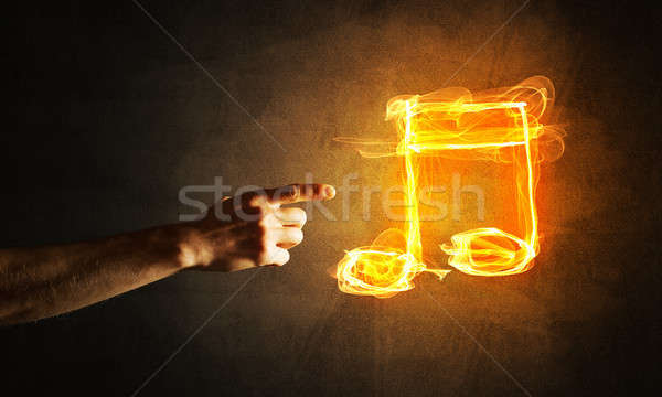 [[stock_photo]]: Musique · feu · brûlant · icône · création · geste