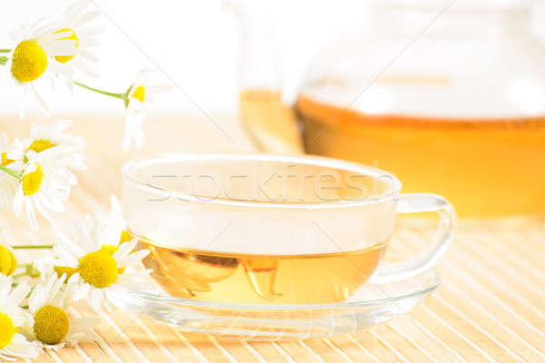 Сток-фото: чайная · чашка · травяной · ромашка · чай · чайник · продовольствие