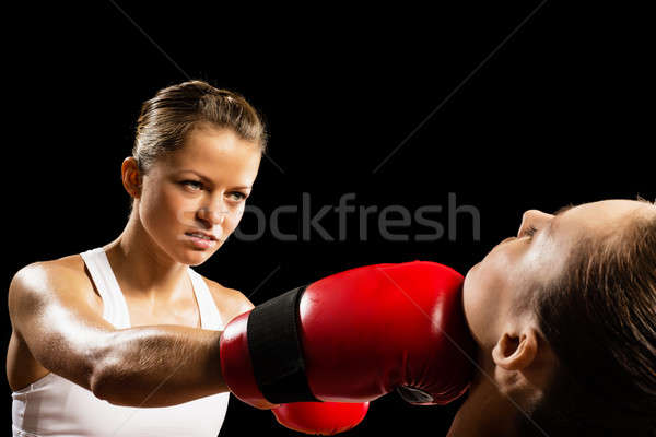 Vrouw boksen agressief tegenstander hoofd gezondheid Stockfoto © adam121
