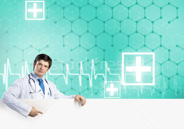 Doctor with banner Stock photo © adam121