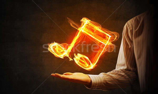 Foto stock: Fuego · música · icono · persona · mano