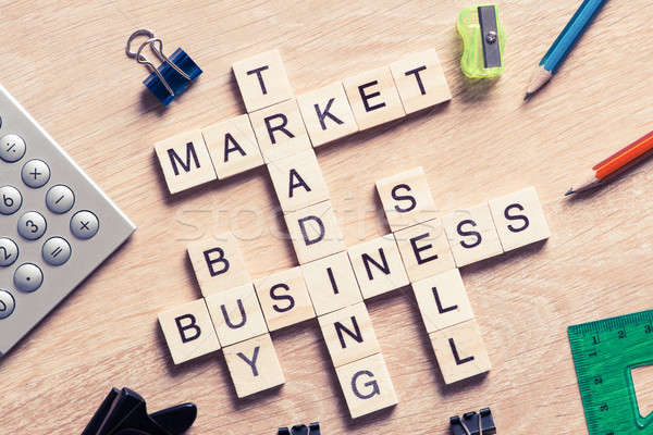 Conceptual business keywords on table with elements of game maki Stock photo © adam121