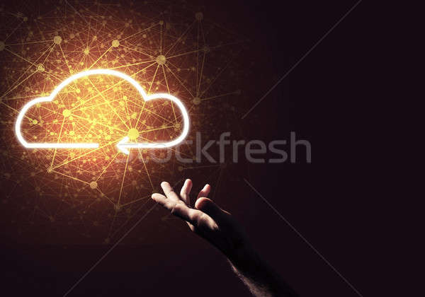 Zdjęcia stock: Cyfrowe · chmura · icon · symbol · bezprzewodowej · związku · ciemne