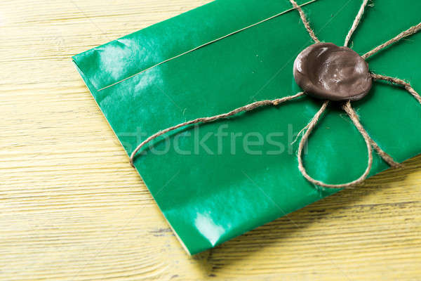 Mektup mühürlemek tablo yeşil zarf balmumu Stok fotoğraf © adam121