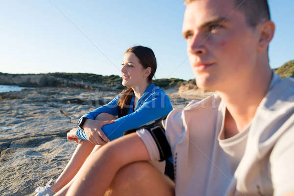 Morgen laufen jungen tätig Paar Jogger Stock foto © adam121