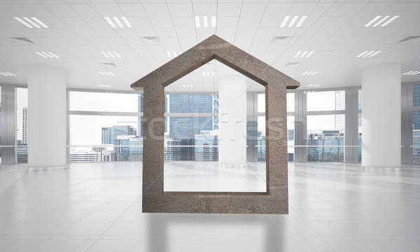 Conceptual background image of concrete home sign in modern office interior Stock photo © adam121