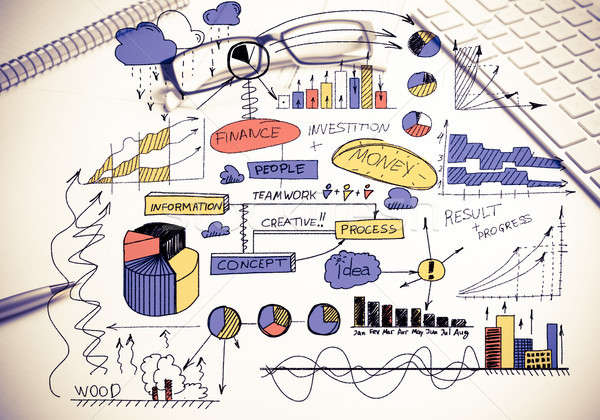 Plan profitable Business Farbe Geschäftsstrategie Skizze Stock foto © adam121