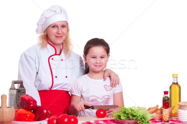 Mother and daughter cook together Stock photo © adam121