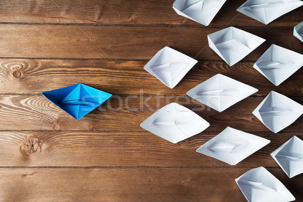 Iş ayarlamak origami tekneler ahşap masa Stok fotoğraf © adam121