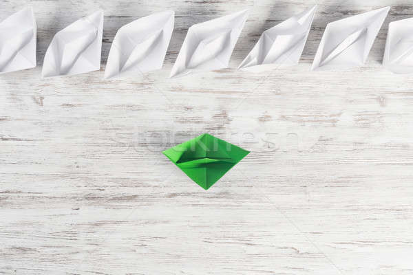 Business leiderschap ingesteld origami boten houten tafel Stockfoto © adam121