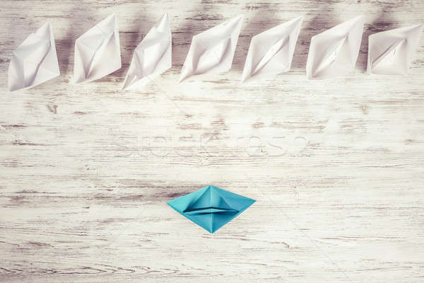 üzlet irányítás szett origami hajók fa asztal Stock fotó © adam121