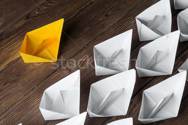 Business Führung weiß Farbe Papier Boote Stock foto © adam121