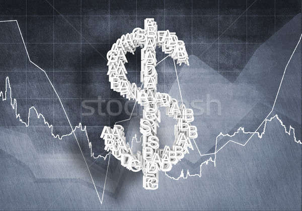 Foto stock: Dólar · moeda · taxa · grande · símbolo · gráficos