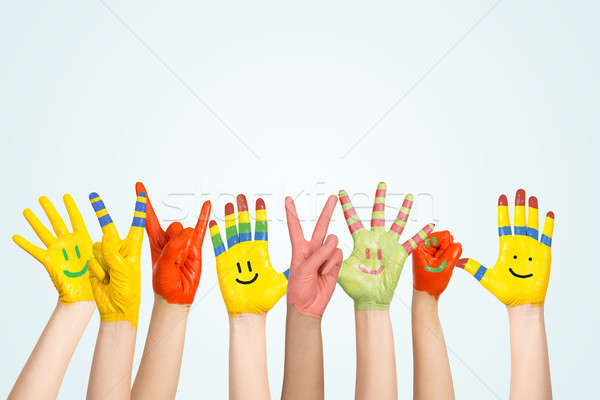 Zdjęcia stock: Malowany · ręce · inny · kolory · szkoły · dziecko