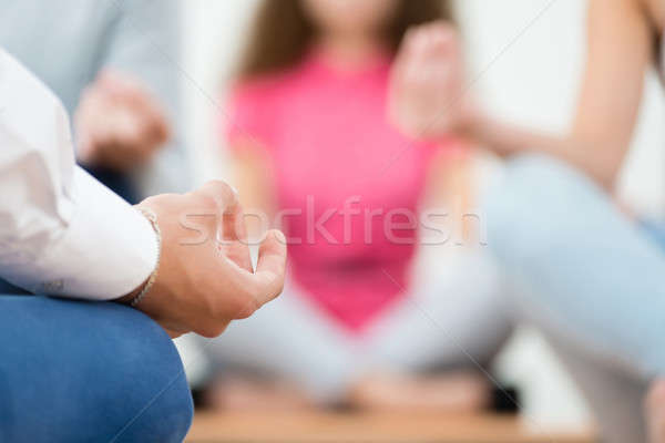 Groep meditatie menselijke hand kantoor gezicht Stockfoto © adam121