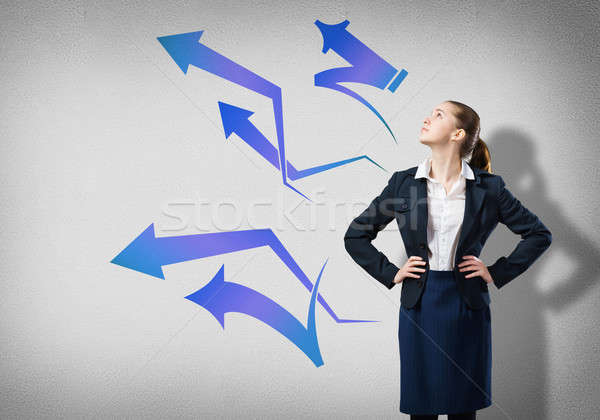 Kobieta interesu myślenia coś zamyślony arrow myśli Zdjęcia stock © adam121