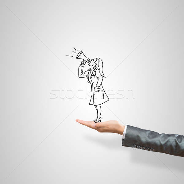 Caricatures of woman in palm Stock photo © adam121