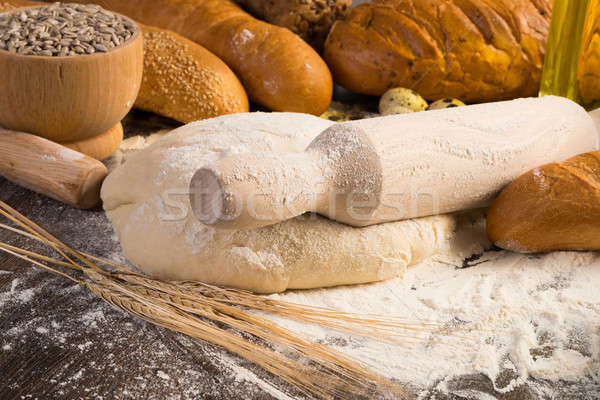 小麦粉 卵 白パン 小麦 耳 静物 ストックフォト © adam121