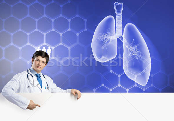 Foto stock: Médico · banner · jóvenes · guapo · blanco