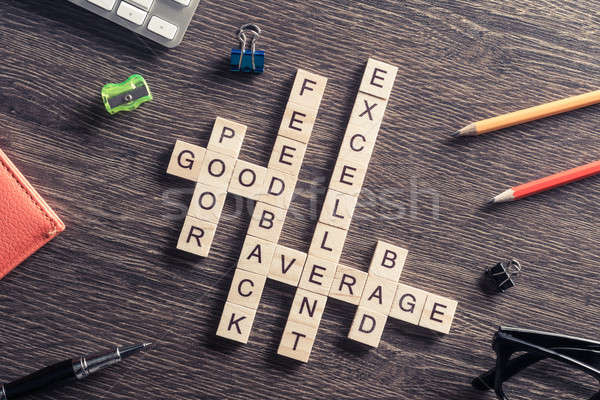 Conceptual media keywords on table with elements of game making  Stock photo © adam121