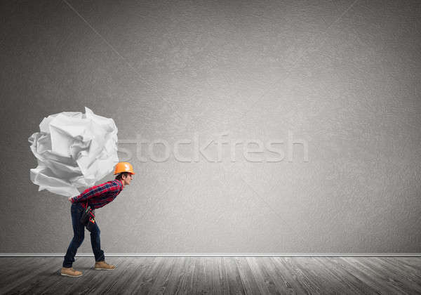 Mérnök férfi szállít rakomány építész hordoz Stock fotó © adam121