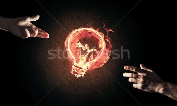 Concept of electricity or inspiration with burning light bulb an Stock photo © adam121