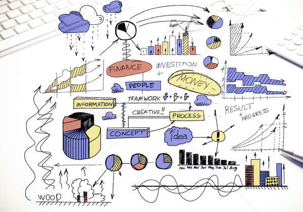 Plan profitable Business Farbe Geschäftsstrategie Skizze Stock foto © adam121