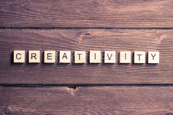 Элементы слово креативность письме деревянный стол Сток-фото © adam121