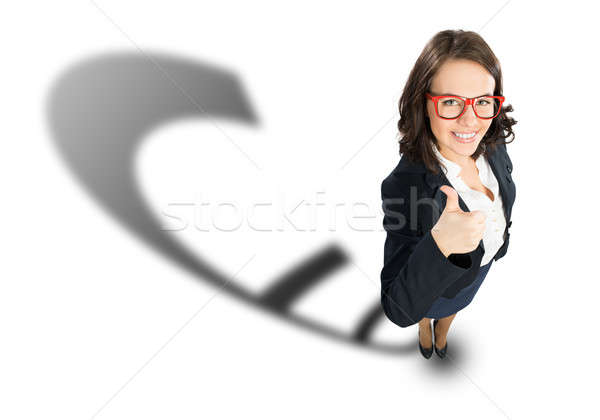 Foto stock: Alegre · mulher · topo · ver · empresária