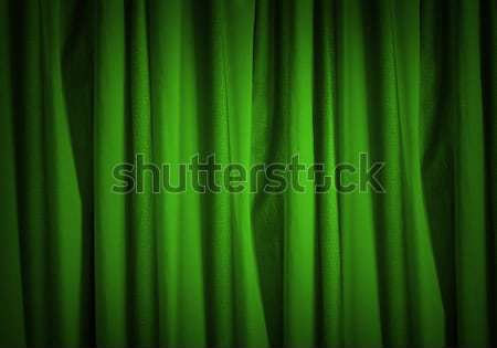 Zielone kurtyny obraz aksamitu etapie koncertu Zdjęcia stock © adam121