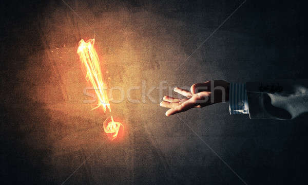 Figyelem központozás égő üzletember kéz tűz Stock fotó © adam121