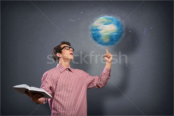 young man with a book thinks Stock photo © adam121