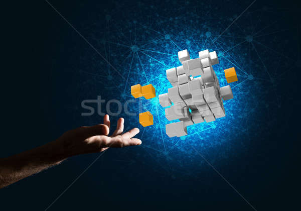 Idea of new technologies and integration presented by cube figure Stock photo © adam121