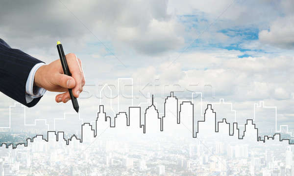 Engineering ontwerper werk hand man tekening Stockfoto © adam121