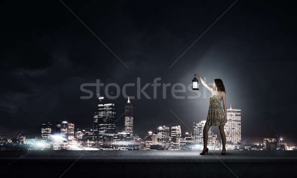 Girl lost in darkness Stock photo © adam121