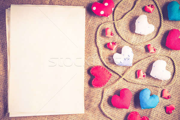 [[stock_photo]]: Do · it · yourself · carte · postale · amour · coeurs · papier · vierge