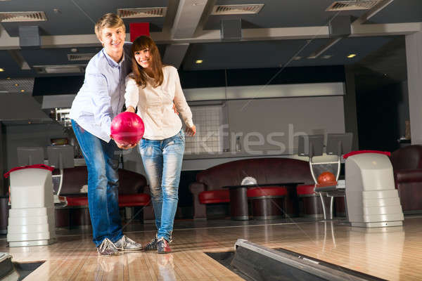 young couple plays bowling Stock photo © adam121