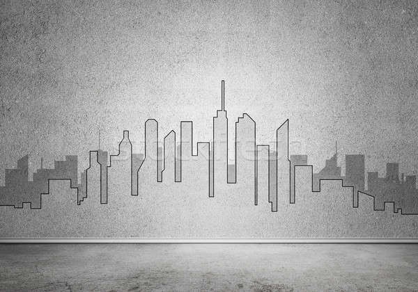 Città design muro silhouette moderno panorama Foto d'archivio © adam121