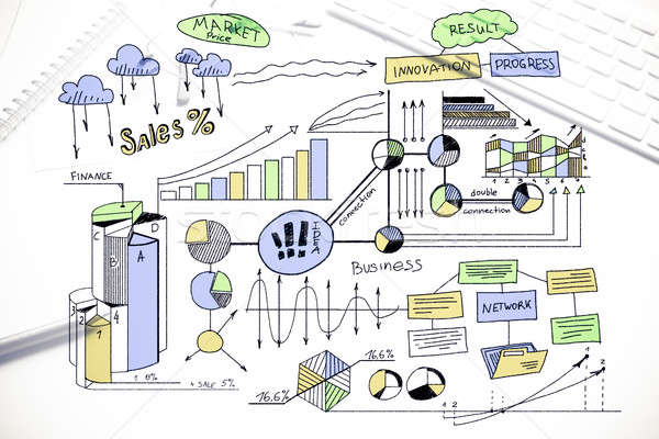 [[stock_photo]]: Plan · rentable · affaires · couleur · stratégie · d'entreprise · croquis