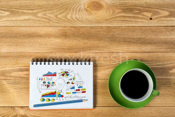 üzlet munkahely jegyzettömb ötlet kávéscsésze ceruza Stock fotó © adam121