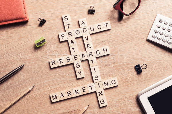 Conceptual business keywords on table with elements of game maki Stock photo © adam121